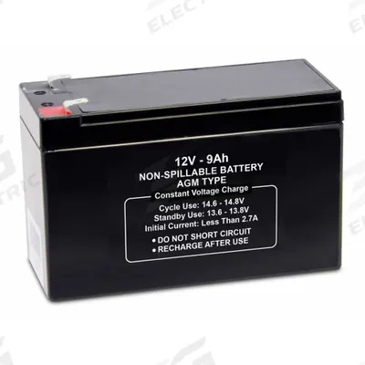 APPROVED VENDOR Sealed Lead Acid Battery: 12V DC, 9 Ah Capacity, 3.78 in Ht, 2.56 in Wd - AGM Sealed Lead Acid Batteries