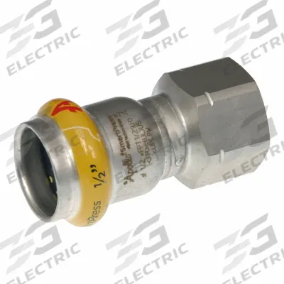 APOLLO Crimp Adapter Fitting: 2 in Pipe x 1 1/4 in Pipe Size, Press-fit x FNPT - Gas Stainless Steel Press Pipe Fittings