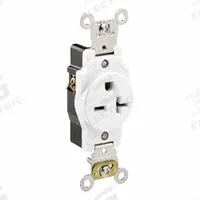 LEVITON Single Receptacle Outlet: Single, 6-20, White, 250V AC, 20 A, 2 Pole / 3 Wire (MPN 5461-W)