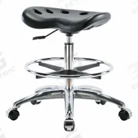 Stool: Polyurethane, Ht Range 20 in to 27 1/2 in, 17 in Seat Wd, 14 in Seat Dp, 0 Glides, 5 Casters (MPN PTMBSL-CR-CF-CC-BLK). Key specifications — Brand: APPROVED VENDOR; Foot Support: Yes; Base Material: Aluminum; ESD-Safe: Not ESD Safe; Number of Casters: 5.
