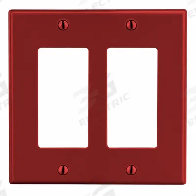 HUBBELL Wall Plate: Decorator-Rocker, 2 Gang, Red - General Purpose Wall Plates