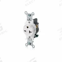 LEVITON Receptacle: Single, 6-20, White, 250V AC, 20 A, 2 Pole / 3 Wire (MPN 5821-W)