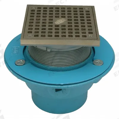 ZURN Floor Drain: 8 in Overall Dia, 5 in Grate Size, 4 in Nominal Pipe Size - General Purpose Floor Drains