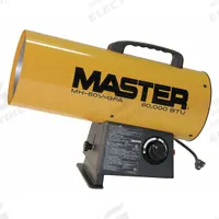 MASTER Portable Gas Torpedo Heater: 60,000 BtuH Heating Capacity Output, 1,500 sq ft Heating Area (MPN MH-60V-GFA). Key specifications — Brand: MASTER; Key Features: Flame-Out Sensor; Overall Dimensions - H x W x D: 13 in x 7-1/2 in x 18 in.
