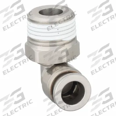SMC Push-Fit Elbow Fitting: 8 mm OD x 3/8 in OD Size, Push-to-Connect x BSPT - Stainless Steel Tube Fittings