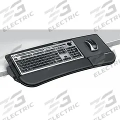 FELLOWES Keyboard Tray: Fiberboard, Black, 3 1/2 in Overall Ht, 11 1/2 in Overall Wd (MPN 8060101). Key specifications — Brand: FELLOWES; Color: Black; Arm Style: Tilt and Slide; For Use With: Straight Workstations; Material: Fiberboard.