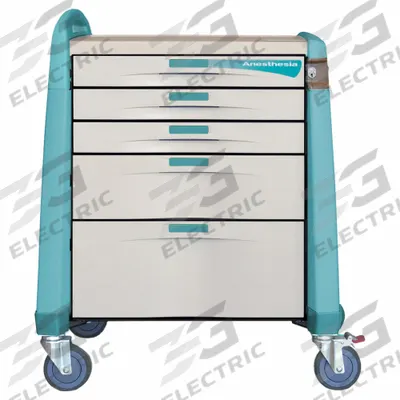 CAPSA HEALTHCARE Anesthesia Cart: Polymer, (1) Swivel with Brake/(3) Swivel, Green - Medical Procedure Carts