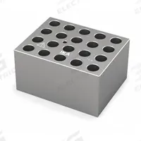 IKA Dry Block: Anodized Aluminum, 3 3/4 in Overall Wd, 3 in Overall Lg, 20 Wells, 10 7/8 mm Well Dia (MPN 4467900). Key specifications — Product Type: Dry Block Heater; Includes Thermometer Well: Yes; Material: Anodized Aluminum; Volume Capacity: 2 mL; Brand: IKA.
