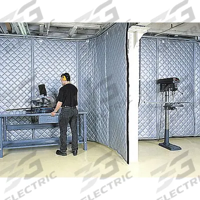 SINGER SAFETY Acoustic Partition: 0.8 NRC, 12 ft Overall Wd, 12 ft Overall Lg, 2 in Thick - Track-Mounted Hanging Acoustic Curtains