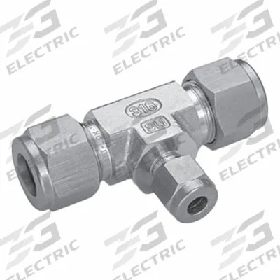 HAM-LET Compression Tee Fitting: 3/8 in OD x 1/4 in OD x 1/4 in OD Fitting Size - Double-Ferrule Stainless Steel Fittings