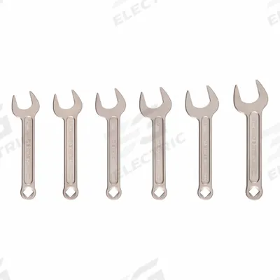 TEKTON Open End Wrench Set: Chromium Molybdenum Steel, Satin, 6 Tools - Metric, Single End, Open End Wrench Sets
