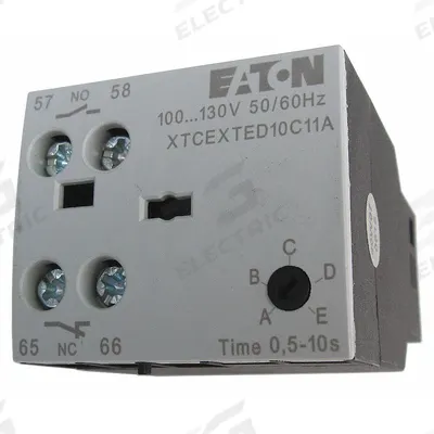 EATON Timer Module: On Delay, 0.05 sec – 1 sec, 1NO/1NC - Front-Mounted IEC Delay Timers