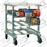 NEW AGE Can Rack: Half Size, 3 Shelves, 54 Cans Held, Mobile, 35 in Overall Ht, 25 in Overall Wd (MPN 1237). Key specifications — Material: Aluminum; Brand: NEW AGE; Full Size/Half Size: Half Size; Mobile/Stationary: Mobile; NSF Certified: Yes.