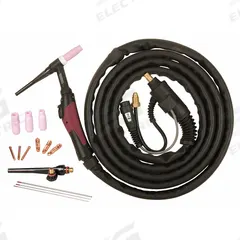 ESAB TIG Torch Kit: Air-Cooled, 26, 12 1/2 ft, 26 (MPN W4013600). Key specifications — Brand: ESAB; Manufacturer Part Number: W4013600; Neck Type: Rigid; Gas Valve (Table): Without.