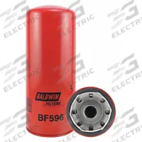 BALDWIN FILTERS Fuel Filter: Spin-On, 4 11/16 in Outside Dia, 1 1/4"-12 Thread Size, Cellulose (MPN BF596). Key specifications — attr1137520: BF596; attr1137521: FF202; attr434022: BALDWIN FILTERS; attr427730: Cellulose; attr427731: G498-A Integral Gasket; attr1017112: Trucks; attr1017113: Kenworth.