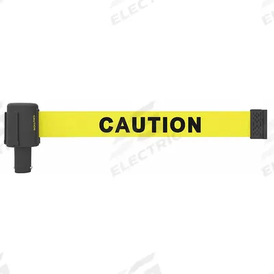 BANNER STAKES Retractable Belt Head: Yellow, 42 in Overall Ht, 15 ft Belt Lg - Replacement Belt Cassettes