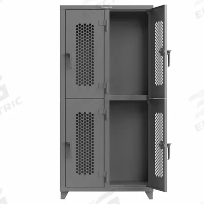 STRONG HOLD Locker: 36 in x 18 in x 75 in, Ventilated, 2 Tiers, 2 Units Wide, Padlock Hasp - Ventilated Metal Wardrobe Lockers