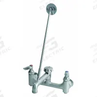 T&S BRASS Straight Service Sink Faucet: Wall, Centerset, Brass, Chrome, 12.96 gpm Flow Rate (MPN B-0665-BSTR). Key specifications — Color/Finish: Chrome; Includes: Wall Bracket.