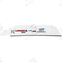 LENOX Reciprocating Saw Blade: 18 Teeth per Inch, 6 in Blade Lg, 0.04 in Blade Thick, 25 PK (MPN 21226B6114GR). Key specifications — attr1109198: 18; attr1109200: Rigid for Straight Cuts; attr1109201: Curved; attr1109209: LENOX.