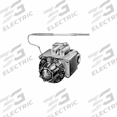ROBERTSHAW Gas Thermostat: Natural Gas, 300°F to 650°F, 54 in Capillary, 1/2" Pipe - Gas Cooking Thermostats