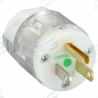 HUBBELL Straight Blade Plug: Hospital Grade, 5-15P, 125V AC, 15 A, 2 Pole, 3 Blade, Clear (MPN HBL8215CT)