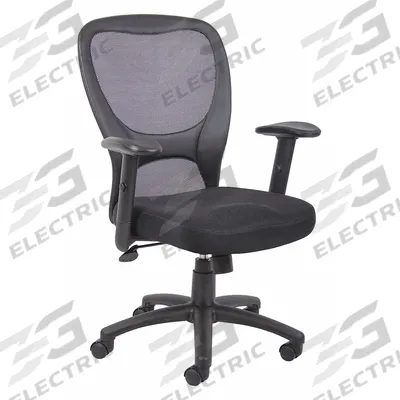 APPROVED VENDOR Office Chair: Ht, Black, Mesh Material, 25 3/4 in Back Ht - Adjustable-Arm Office Chairs