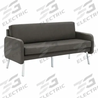 OFFICE STAR PRODUCTS Sofa: Gray, Silver, Faux Leather, Metal, 58 in Seat Wd - Sofas