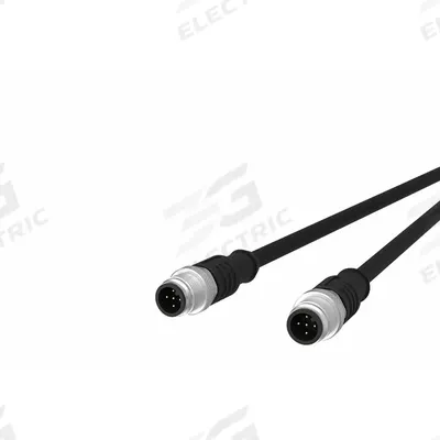 METZ CONNECT Sensor Cable: M12 Male Straight X M12 Male Straight, 5 Pins, Black, PUR - Double-Ended Cordsets with PUR Jacket for Twisting Applications