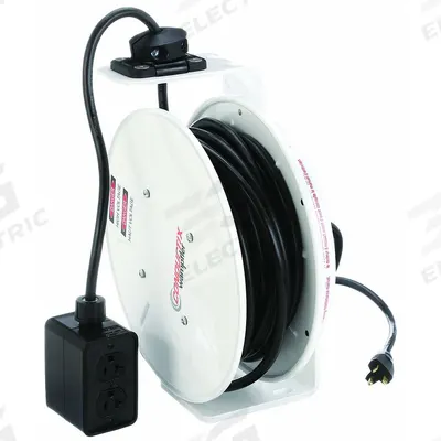 CONDUCTIX-WAMPFLER Extension Cord Reel: Ratchet Lock, 50 ft Cord Lg, 12 AWG, SJOW - Self-Retracting Cord Reels