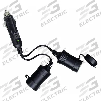 ROADPRO Power Adapter: Power Splitter, 2 Connections, 4 in Cord Lg, Black - 12V Auxiliary Splitters & Power Extenders