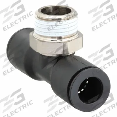 LEGRIS Push-Fit Tee Fitting: 1/8 in Pipe x 1/8 in OD x 1/8 in OD Size, Nylon - Nylon & Nickel-Plated Brass Tube Fittings
