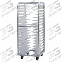 NEW AGE INDUSTRIAL Stepped-Angle Roll-In Pan Rack: 20 Slots, 3 in Betw Shelves, 25 in Wd, 64 in Ht (MPN 4637). Key specifications — Brand: NEW AGE INDUSTRIAL; Nesting: No; Pan Size: 18 x 26 in; Product Type: Stepped Angle Roll-In Pan Rack; NSF Certified: Yes; Full Size/Half Size: Full Size; Includes Top: No; Manufacturer Part Number: 4637.