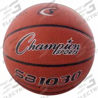 CHAMPION SPORTS Basketball: 28 1/2 in Circumference, NCAA/NFHS, Composite, Brown, Basketball (MPN SB1030). Key specifications — attr985526: CHAMPION SPORTS; attr985550: Composite; attr985530: NFHS; attr985543: Brown; attr1031786: Basketball.