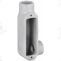Conduit Outlet Body: Iron, 1/2 in Trade Size, LR Body, 5 cu in Body Capacity, Threaded Hub (MPN LR18). Key specifications — Finish: Powder Coated; Includes: Set Screw Hubs; For Use With: IMC; Brand: HUBBELL KILLARK; Hub Style: Threaded; Mfr. Series: Duraloy 8.