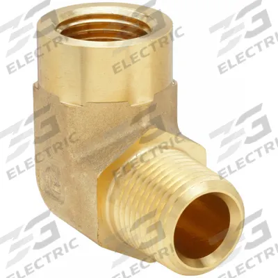 PARKER Metal Pipe Elbow: 90° Elbow, Brass, 3/8 in x 3/8 in - Threaded Extreme-Pressure Hydraulic Pipe Fittings