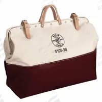 KLEIN TOOLS Tool Bag: 20 in W x 6 in D x 15 in H, Brown, Canvas, 0 Pockets, 0 Inside Pockets, Canvas (MPN 5105-20). Key specifications — Color: Brown; Brand: KLEIN TOOLS; Material: Canvas.