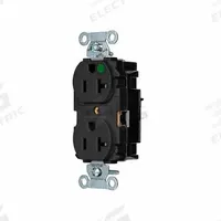 HUBBELL Receptacle: Hospital Grade, Duplex, 5-20R, Black, 125V AC, 20 A, 2 Pole / 3 Wire (MPN 8300STBK)