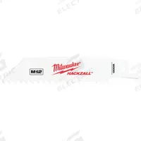 MILWAUKEE Reciprocating Saw Blade: 5 Teeth per Inch, 4 in Blade Lg, 0.03 in Blade Thick, Wood, 5 PK (MPN 49-00-5460). Key specifications — attr1109198: 5; attr1109200: Rigid for Straight Cuts; attr1109201: Tapered; attr1109209: MILWAUKEE.
