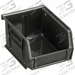 QUANTUM STORAGE SYSTEMS Hang and Stack Bin: 4 1/8 in x 5 3/8 in x 3 in, Black, Label Holder Included (MPN QUS210BR). Key specifications — Electrostatic Discharge: Not Electrostatic Discharge Conductive; Brand: QUANTUM STORAGE SYSTEMS; % Recycled Content: 100%.