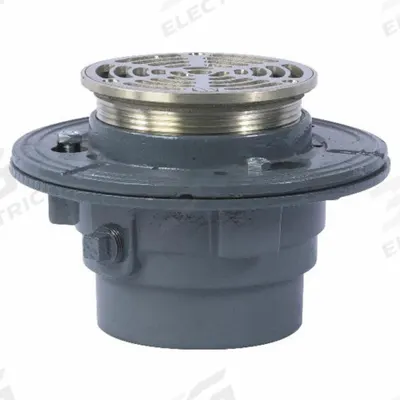 Watts Floor Drain: 4 1/4 in Overall Dia, 5 in Grate Size, 4 in Nominal Pipe Size - Height Adjustable Floor Drains