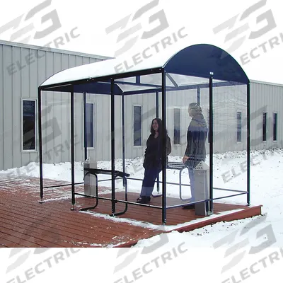 NO BUTTS BIN CO. Smoking Shelter: Unassembled, 4 Sides, 124 in x 42 in x 95 in, Aluminum - 4-Wall Unassembled Bus & Smoking Shelters