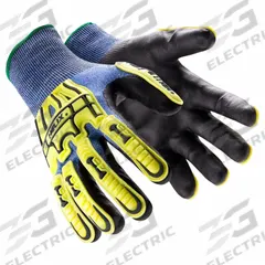 HEXARMOR Safety Gloves: XS ( 6 ), ANSI Cut Level A4, ANSI Impact Level 2, Palm, Dipped, 1 PR (MPN 3016-XS (6)). Key specifications — Glove Coating Finish: Tacky; Textured; Brand: HEXARMOR; Glove Hand Style: Left and Right; Touchscreen Compatible: Yes; Includes Reinforced Thumb Crotch: Yes; Knit Material Color: Blue.