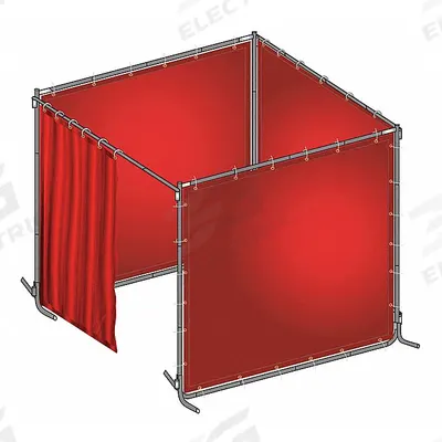 APPROVED VENDOR Welding Booth Kit: 6 ft Wd, 6 ft Ht, Red - Tinted Transparent Welding Booths