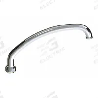 CHICAGO FAUCETS Spout: Spout, Arc, Swivel Spout, Brass, Polished Chrome, Laminar, UNEF (MPN L9LEOJKAB). Key specifications — Includes: Mounting Hardware; Product Type: Spout; Spout Style: Swivel; Body Material: Brass; Color/Finish: Polished Chrome; Brand: CHICAGO FAUCETS.