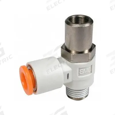 SMC Flow Control Valve: Elbow Fitting, Screwdriver Slot, M5 Valve Body Size - Elbow-Style Speed Control Valves