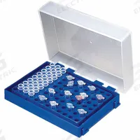 Tube Rack: 4 3/4 in Overall Wd, 2 in Overall Ht, 9 3/4 in Overall Lg, Polypropylene, Yellow (MPN HS2345F). Key specifications — Material: Polypropylene; Mounting Location: Benchtop; Color: Yellow; Product Type: Test Tube Rack; Total Holding Capacity: (96) Wells; Brand: HEATHROW SCIENTIFIC.