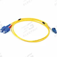 MONOPRICE Fiber Optic Patch Cord: Single Mode, 1 m Lg, LC End 1, SC End 2, Yellow, PVC (MPN 6262). Key specifications — Fire Rating: Riser; Jacket Material: PVC; Number of Fibers: Duplex; Brand: MONOPRICE; _Fiber Optic Cable Style: 9/125µ OS2.