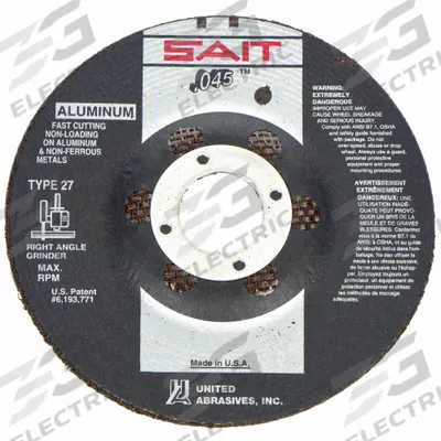 UNITED ABRASIVES-SAIT Depressed Center Cut-Off Wheel: Type 27, 6" x 0.045" x 7/8", Aluminum Oxide - General Purpose Cut-Off Wheels for Soft Metals