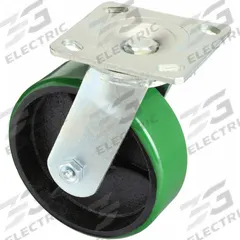 APPROVED VENDOR Plate Casters: Rigid/Swivel, No Brake, Polyurethane, 6 in Wheel Dia, Roller, 4 PK (MPN 5PKJ2). Key specifications — Wheel Bearing Type: Roller; Wheel/Tread Color: Green; Brand: APPROVED VENDOR; Caster Type: Rigid.
