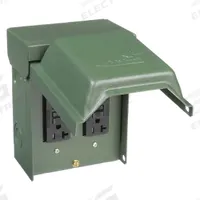 GE Unmetered Surface Power Outlet: 20 A, 120V AC, 5-20R, Includes GFCI (MPN U012010GRP). Key specifications — attr952388: GE; attr981144: Yes; attr981149: Steel; attr981159: 3R.